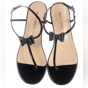 Mach & Mach Black Bow Sandals with Strass embellishment